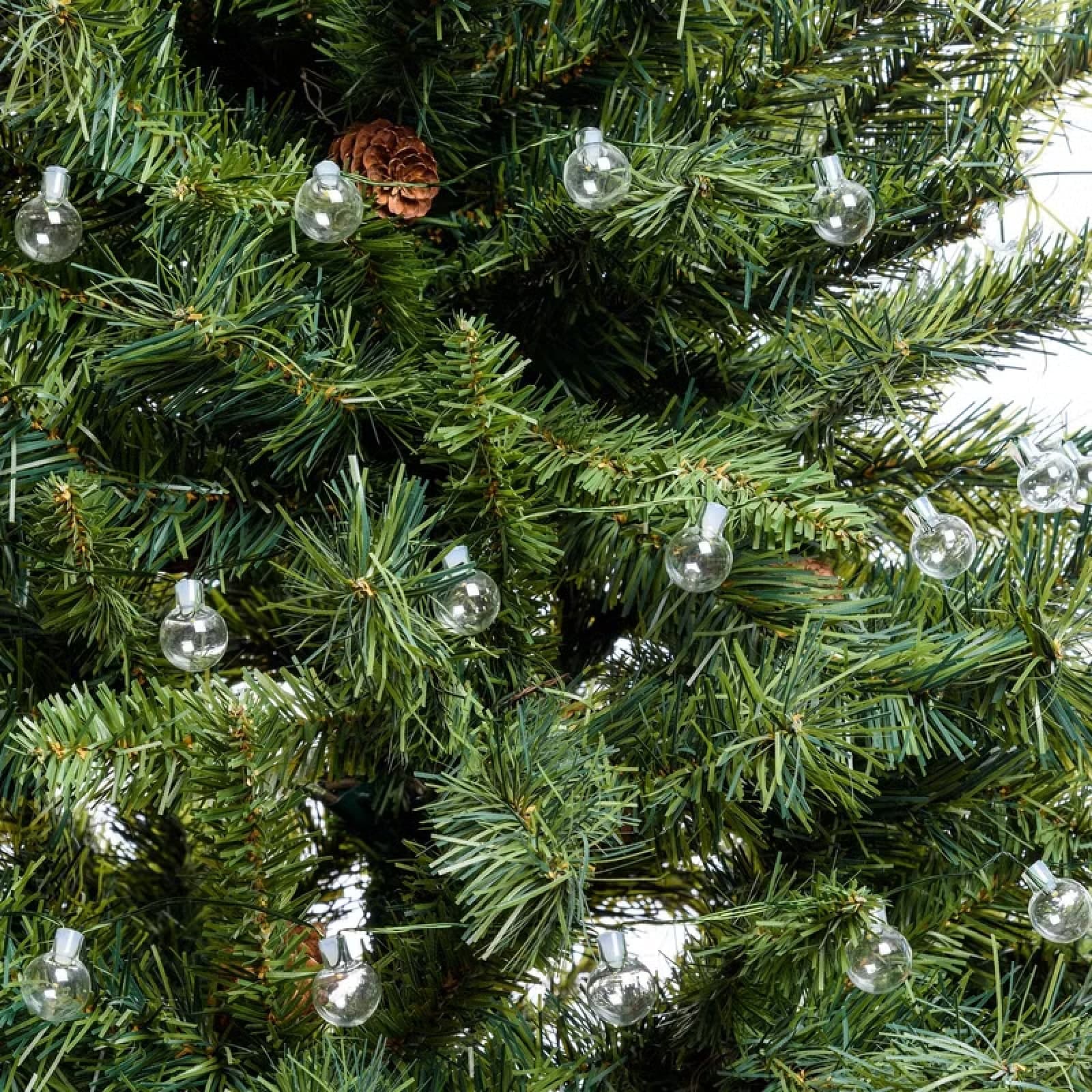 Catena verde 80 sfere in vetro, bianco caldo, luce fissa per decorazioni natalizie - 5