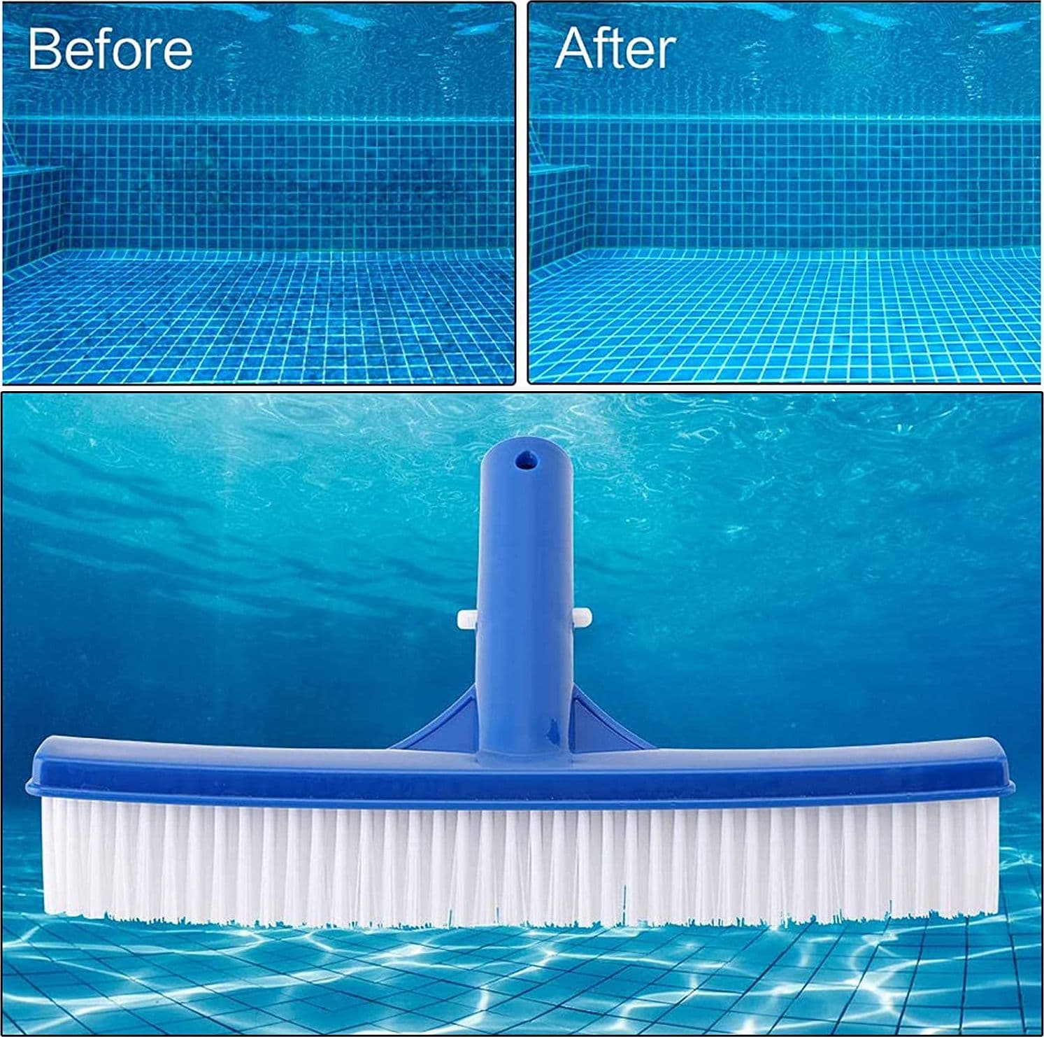 Spazzola in nylon per pulizia fondo e parete piscina in PVC da 25 cm - 6