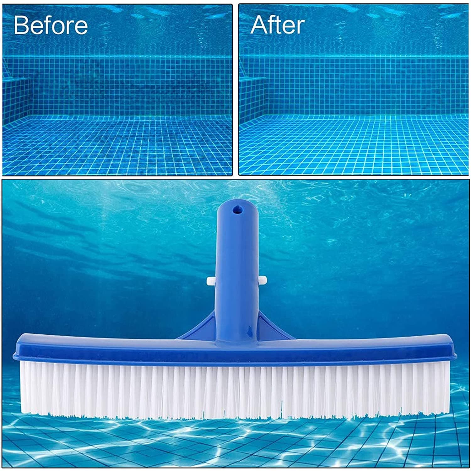 Spazzola in nylon per pulizia fondo e parete piscina in PVC da 25 cm - 6