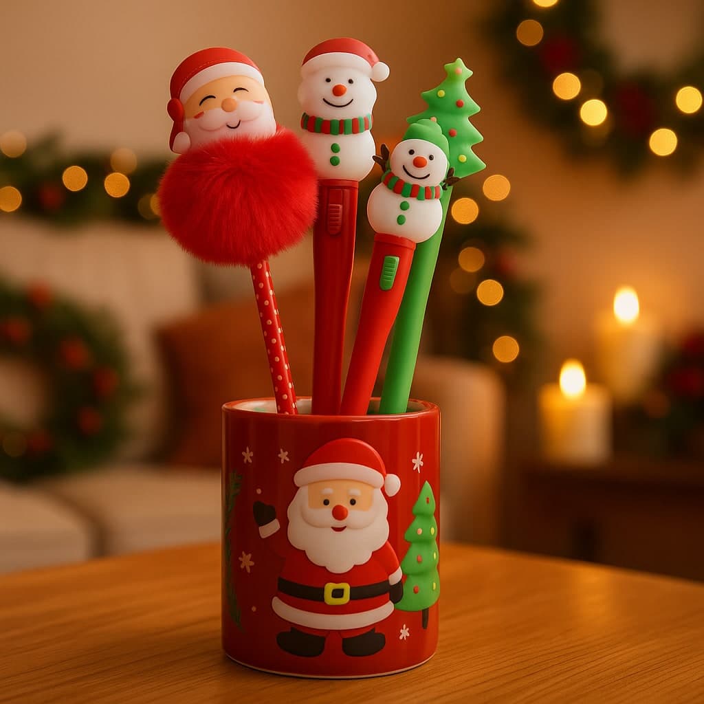 Penna a sfera di natale con luce per decorazioni natalizie - 4
