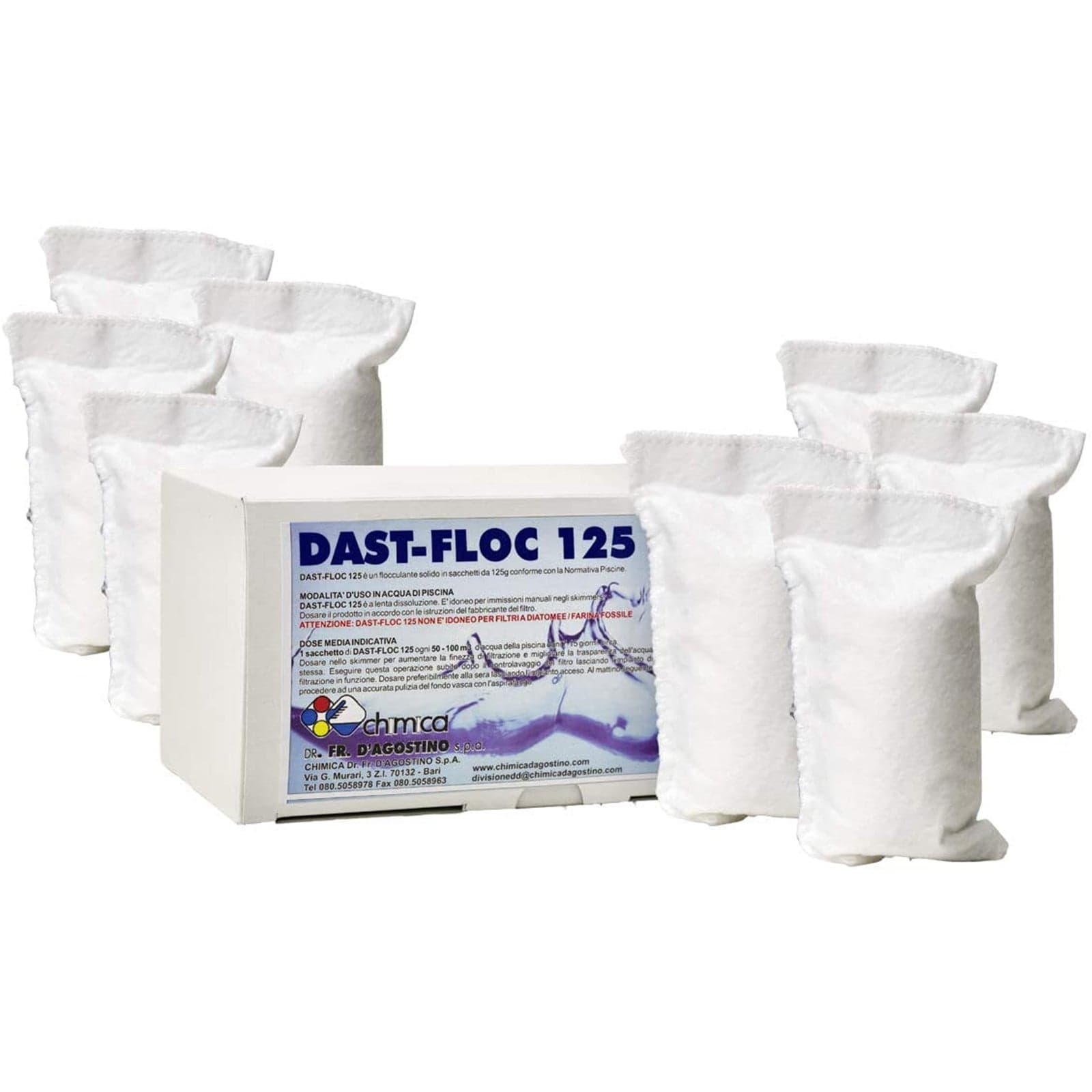 Flocculante solido in sacchetti professionale "Dast-floc 125" per piscine kg 1