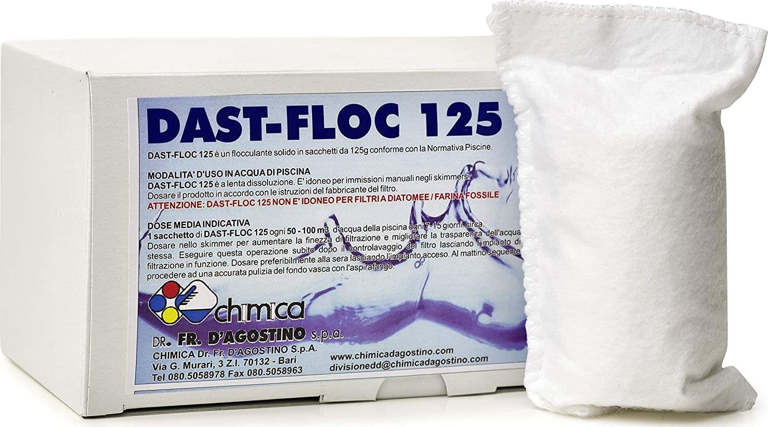 Flocculante solido in sacchetti professionale "Dast-floc 125" per piscine kg 1 - 2