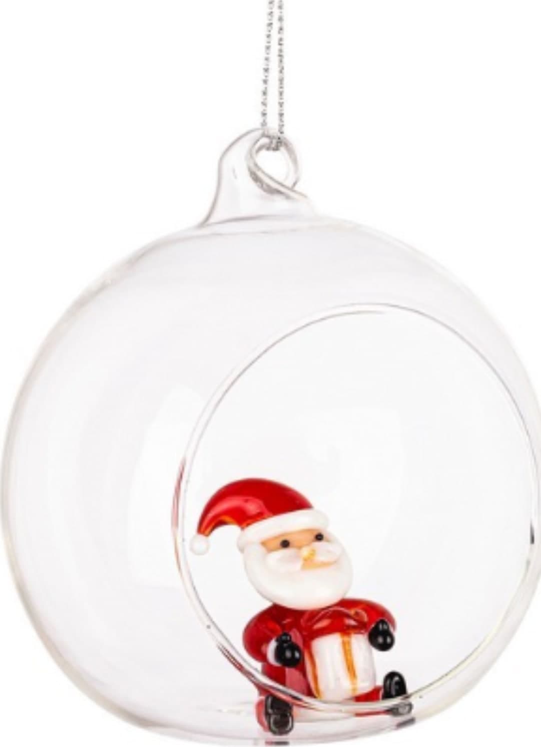 Palline per albero di Natale, sfera vetro trasparente con simboli natalizi - 3