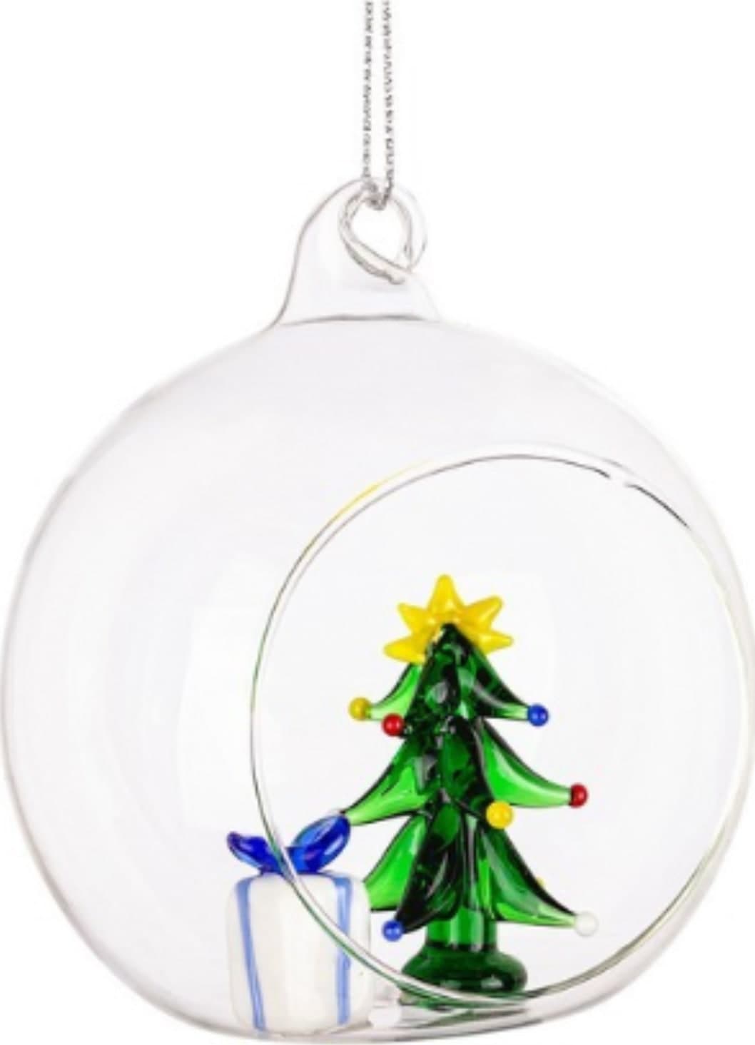 Palline per albero di Natale, sfera vetro trasparente con simboli natalizi - 4