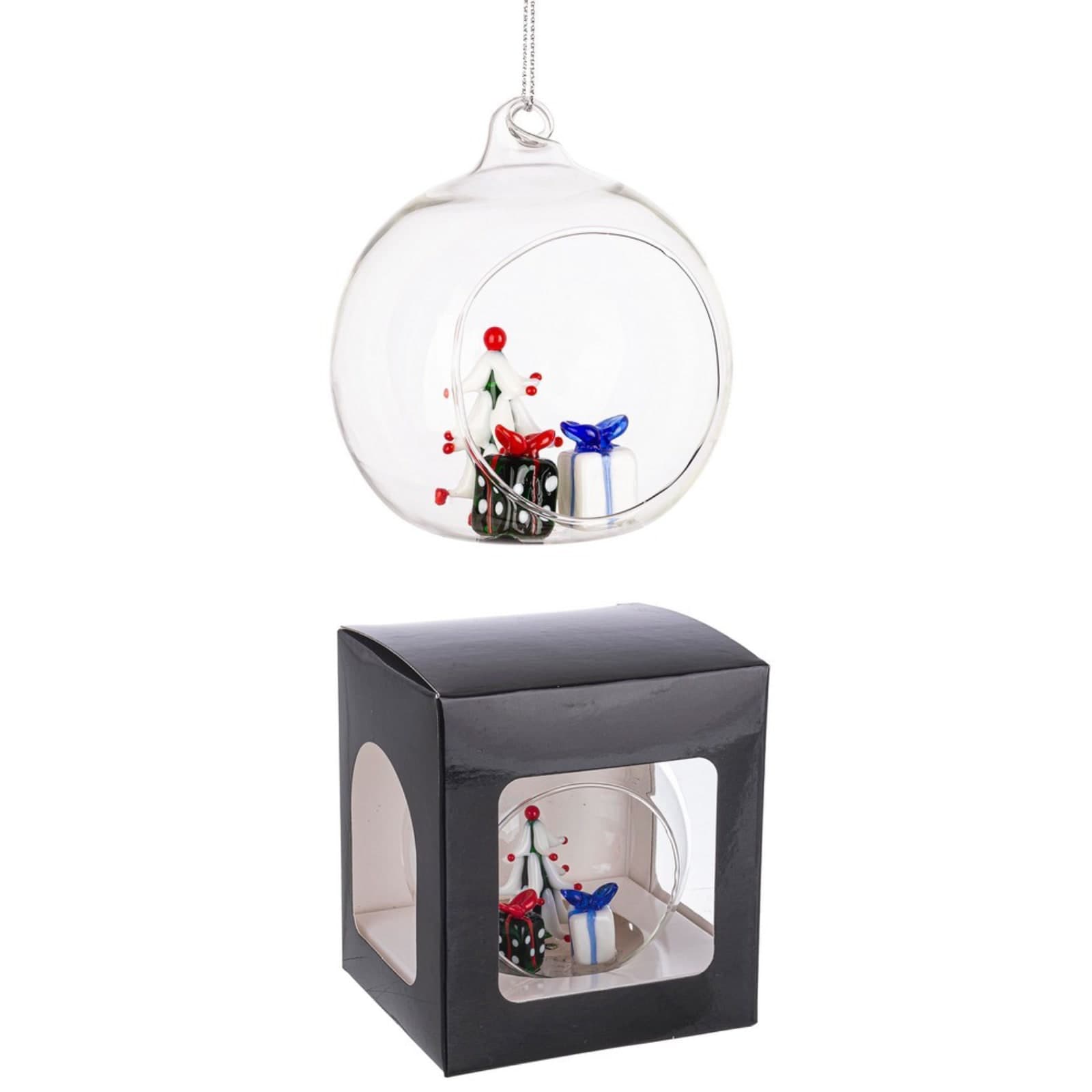 Palline per albero di Natale, sfera vetro trasparente con simboli natalizi - 6