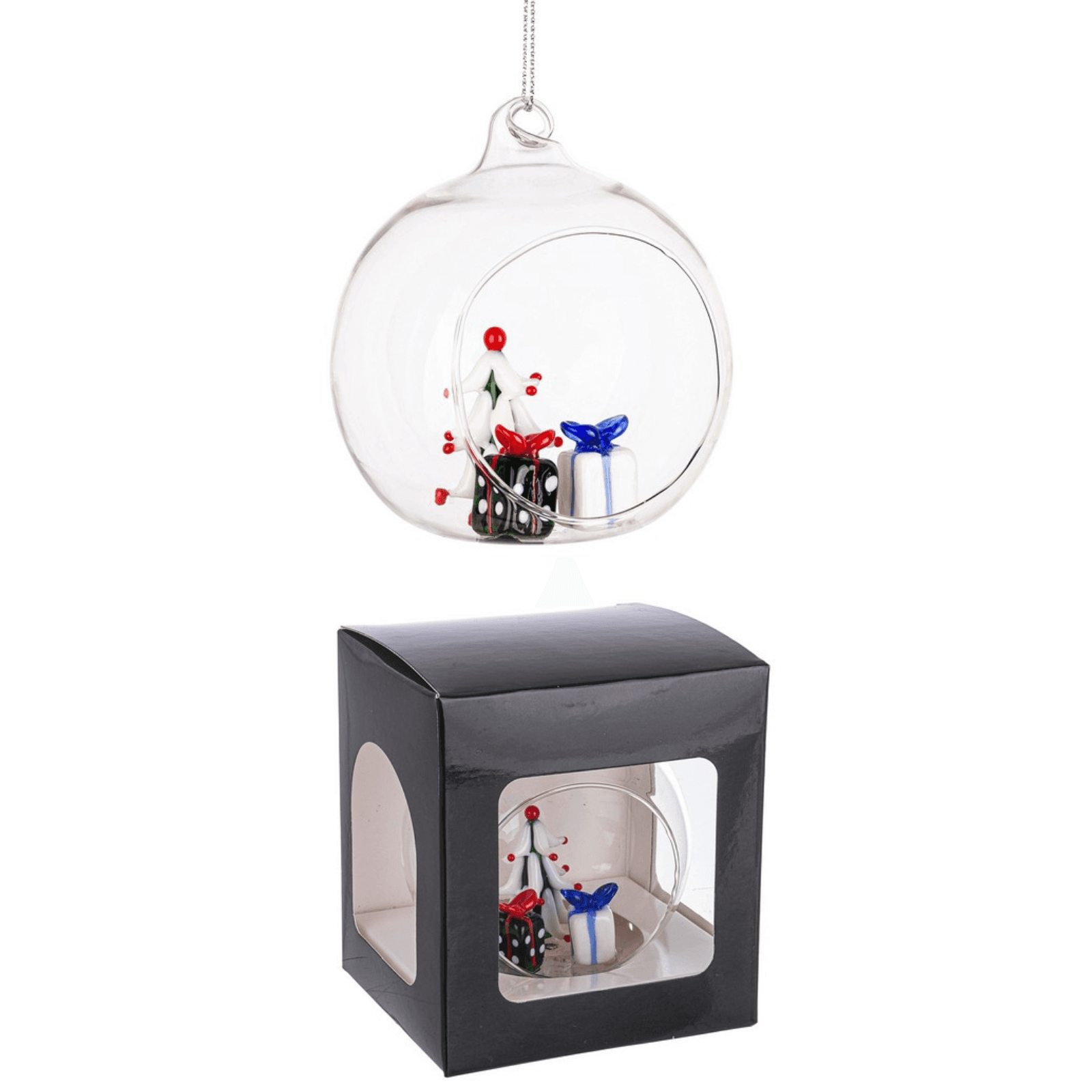 Palline per albero di Natale, sfera vetro trasparente con simboli natalizi - 6