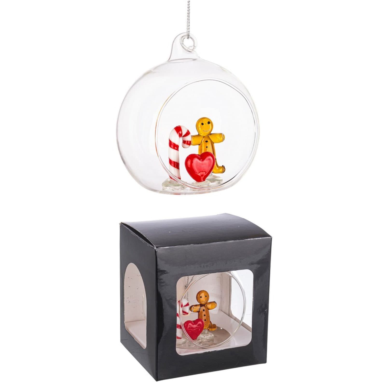 Palline per albero di Natale, sfera vetro trasparente con simboli natalizi - 7