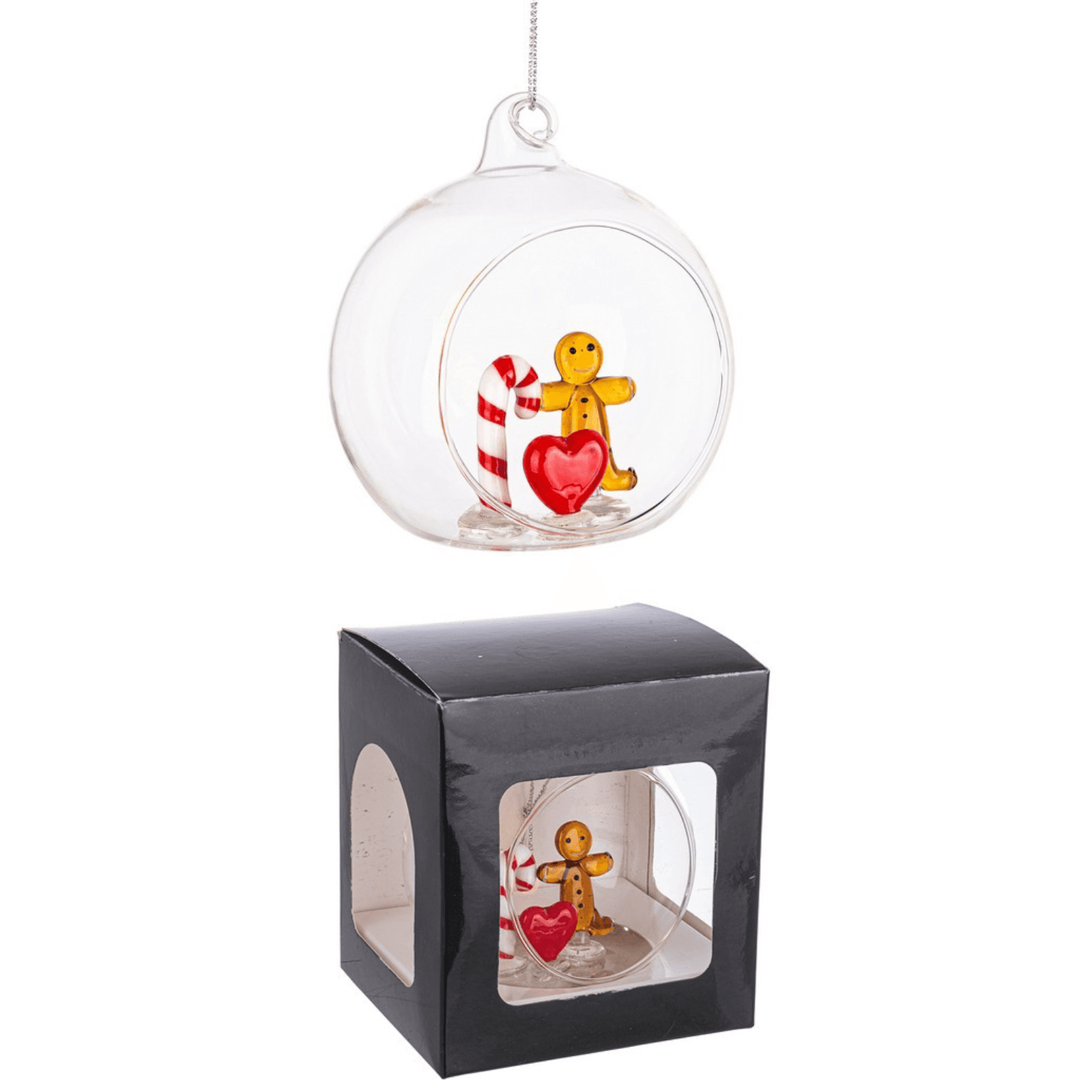 Palline per albero di Natale, sfera vetro trasparente con simboli natalizi - 7