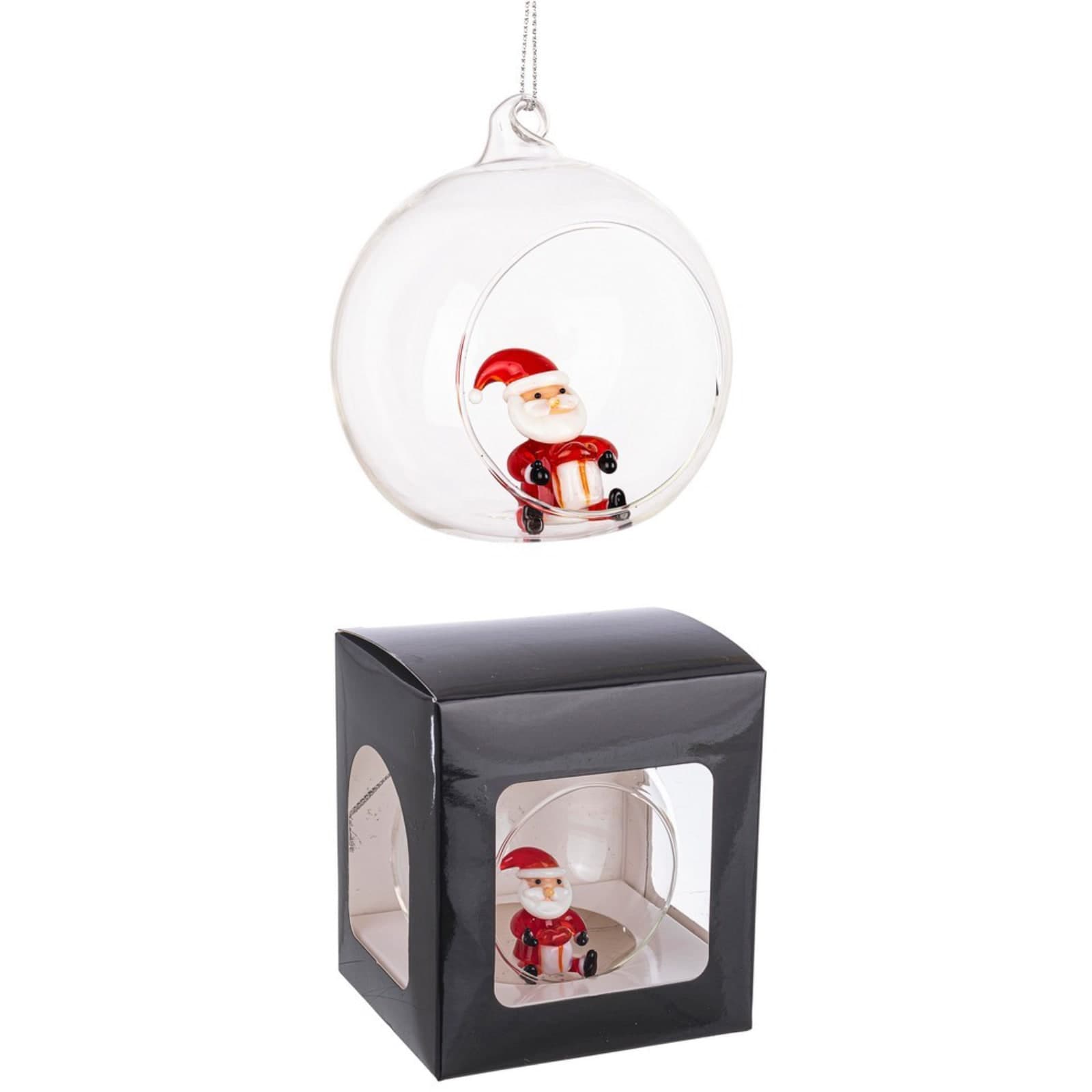 Palline per albero di Natale, sfera vetro trasparente con simboli natalizi - 8