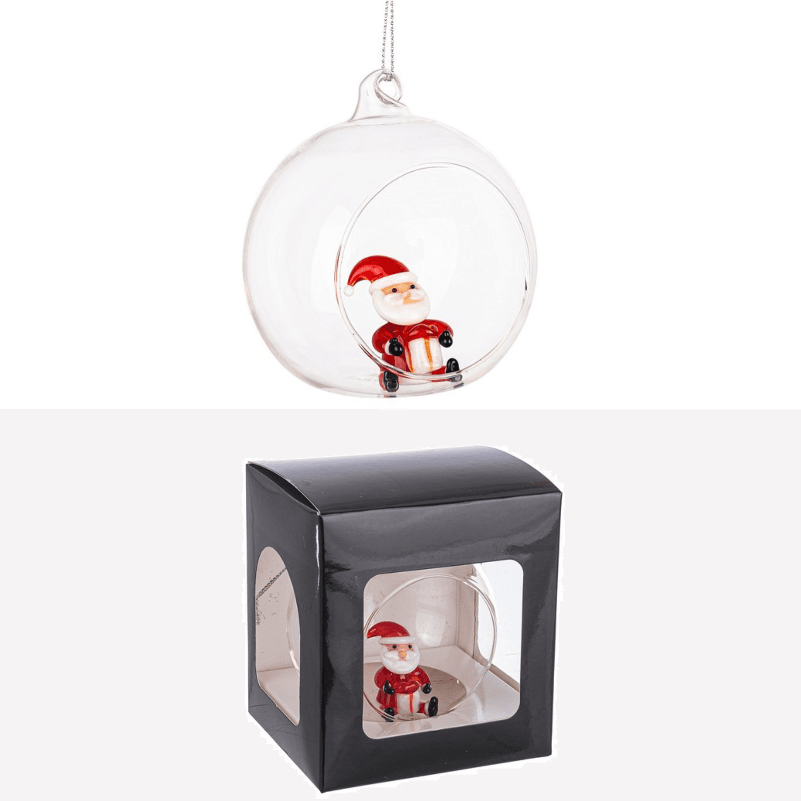 Palline per albero di Natale, sfera vetro trasparente con simboli natalizi - 8
