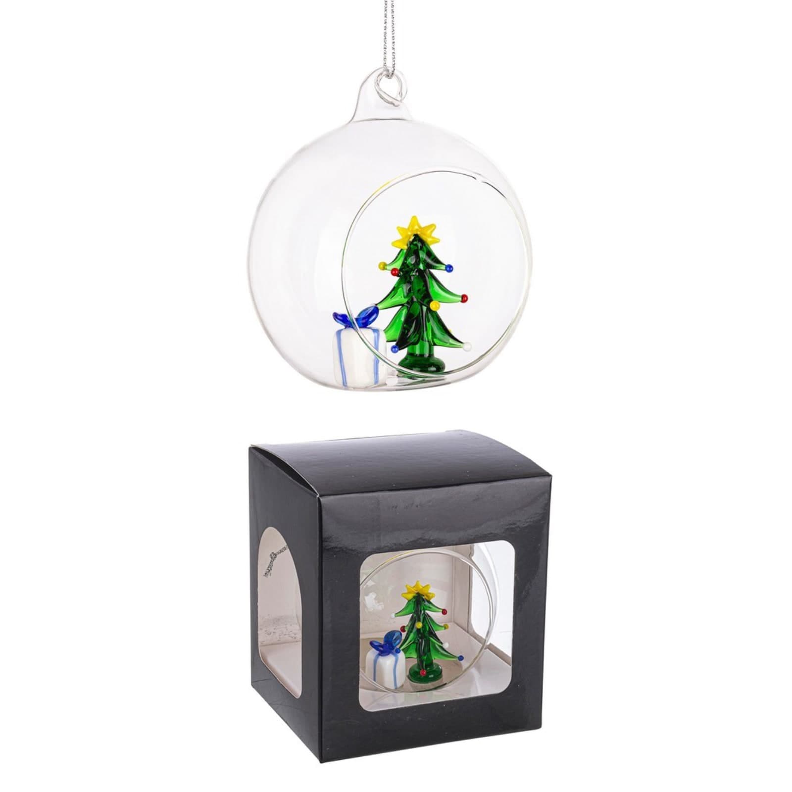 Palline per albero di Natale, sfera vetro trasparente con simboli natalizi - 9