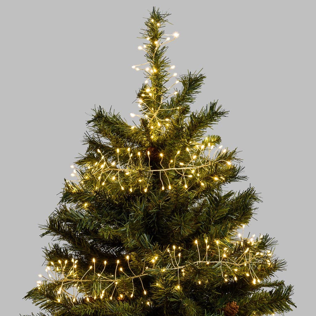 Luci di Natale catena luminosa cavo argento con micro led decorazione albero da esterno - 6