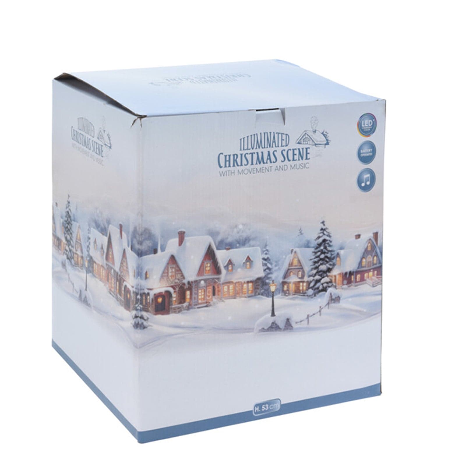 Scena decorativa di natale con luce led e movimento decorazione natalizia h 53 cm - 2