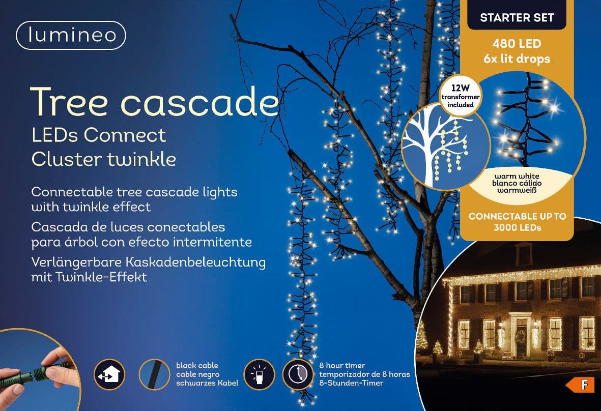 Cascata a LED rami a luce calda decorazione per esterno da 200 cm - 3