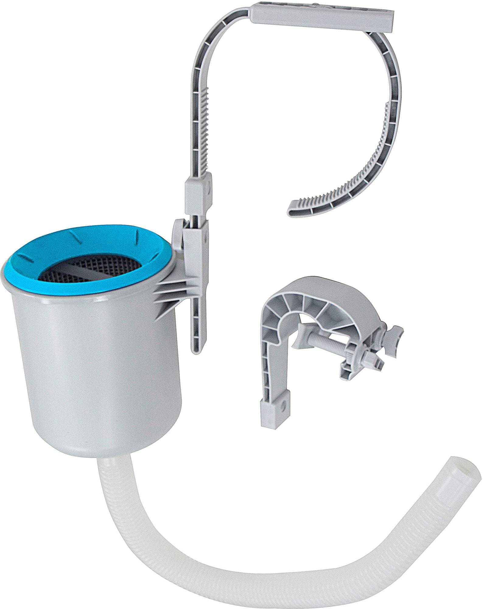 Skimmer di superficie raccolta foglie e dispenser cloro per piscina con struttura e ciambella - 2