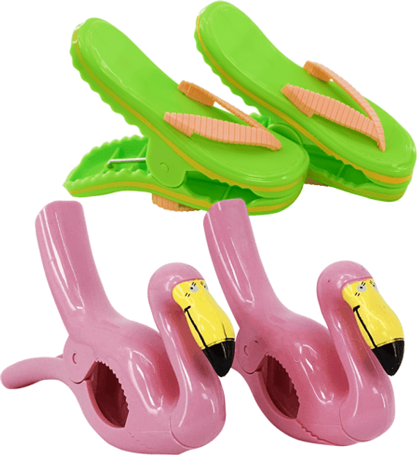 Set 2 mollette antivento, animali in plastica per fissaggio telo mare - 18