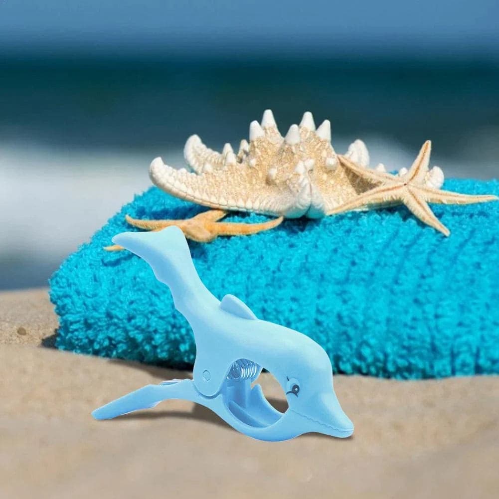 Set 2 mollette antivento, animali in plastica per fissaggio telo mare - 4