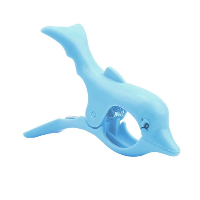 Set 2 mollette antivento, animali in plastica per fissaggio telo mare - 9