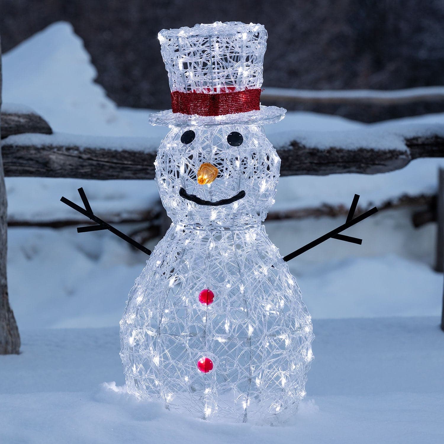 Pupazzo di neve 3D luminoso in acrilico con led bianco, decorazione per interno ed esterno - 2