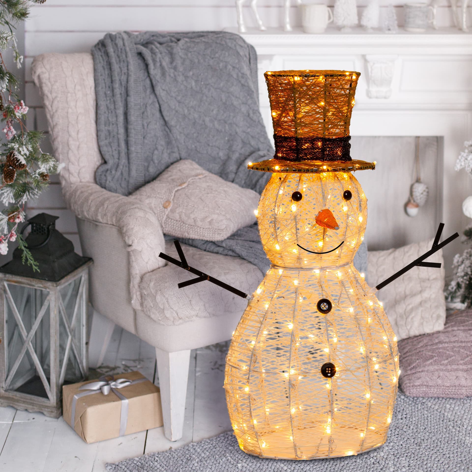 Pupazzo di neve 3D luminoso in acrilico con led bianco, decorazione per interno ed esterno - 20
