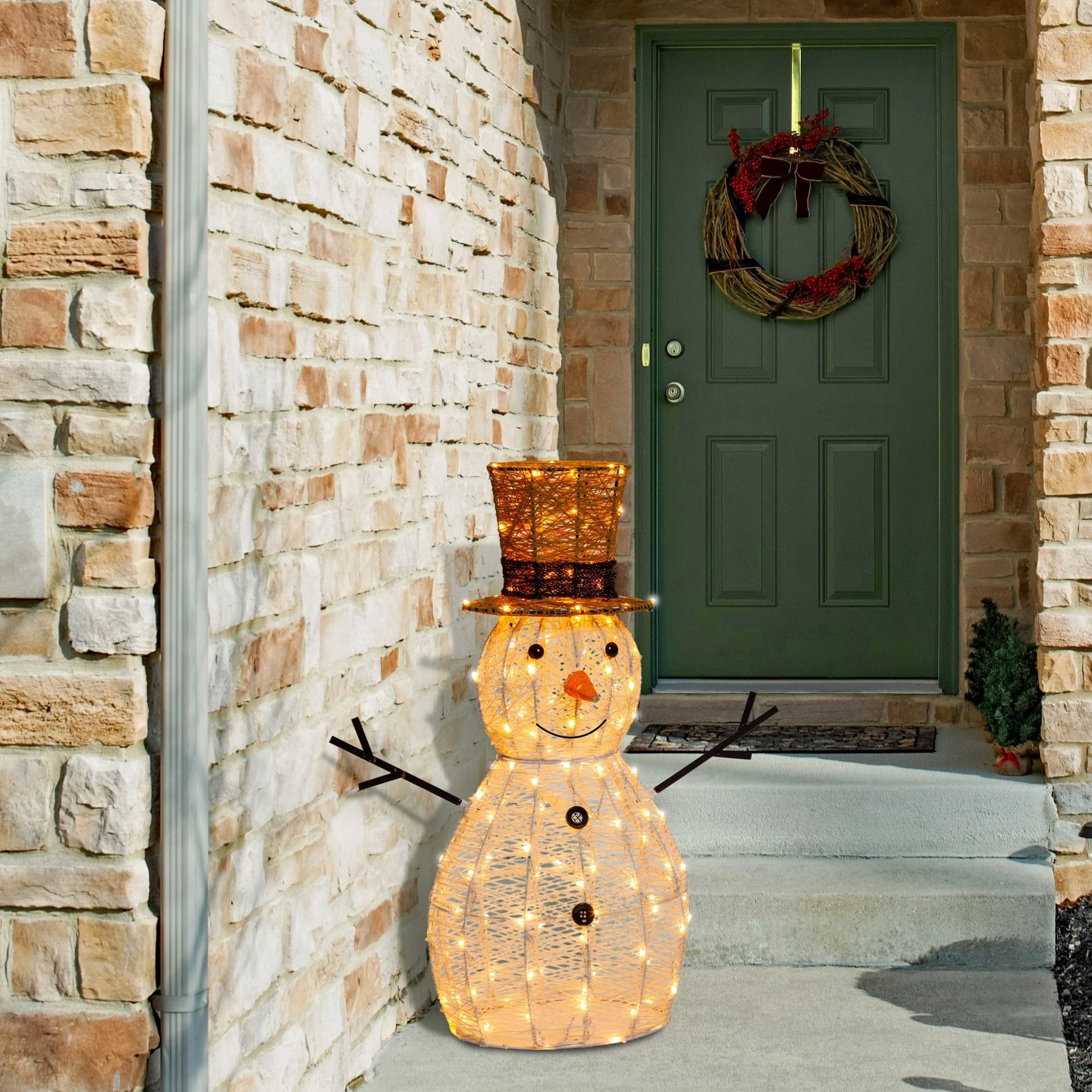 Pupazzo di neve 3D luminoso in acrilico con led bianco, decorazione per interno ed esterno - 21