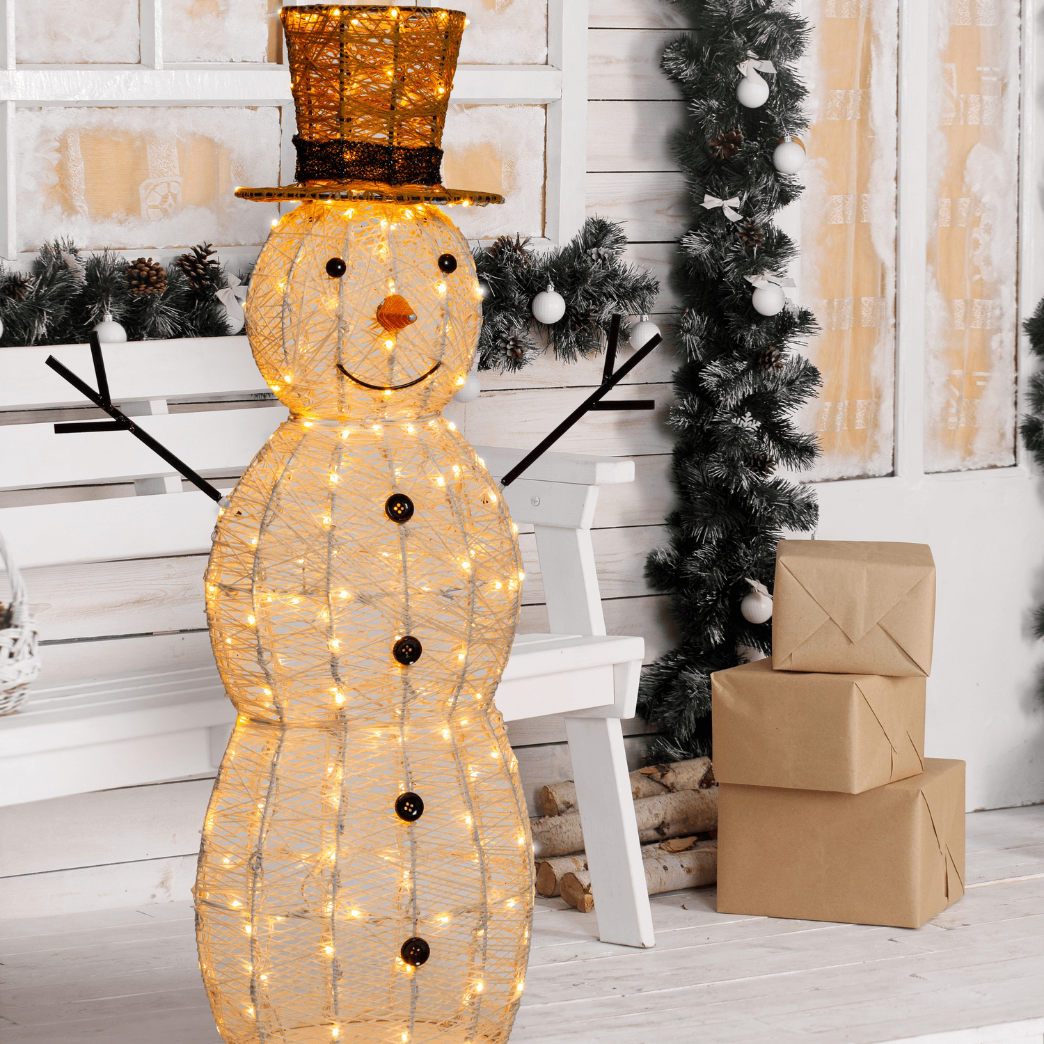 Pupazzo di neve 3D luminoso in acrilico con led bianco, decorazione per interno ed esterno - 28