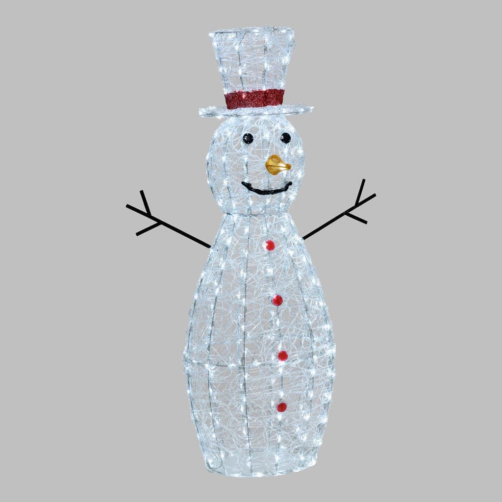 Pupazzo di neve 3D luminoso in acrilico con led bianco, decorazione per interno ed esterno - 4