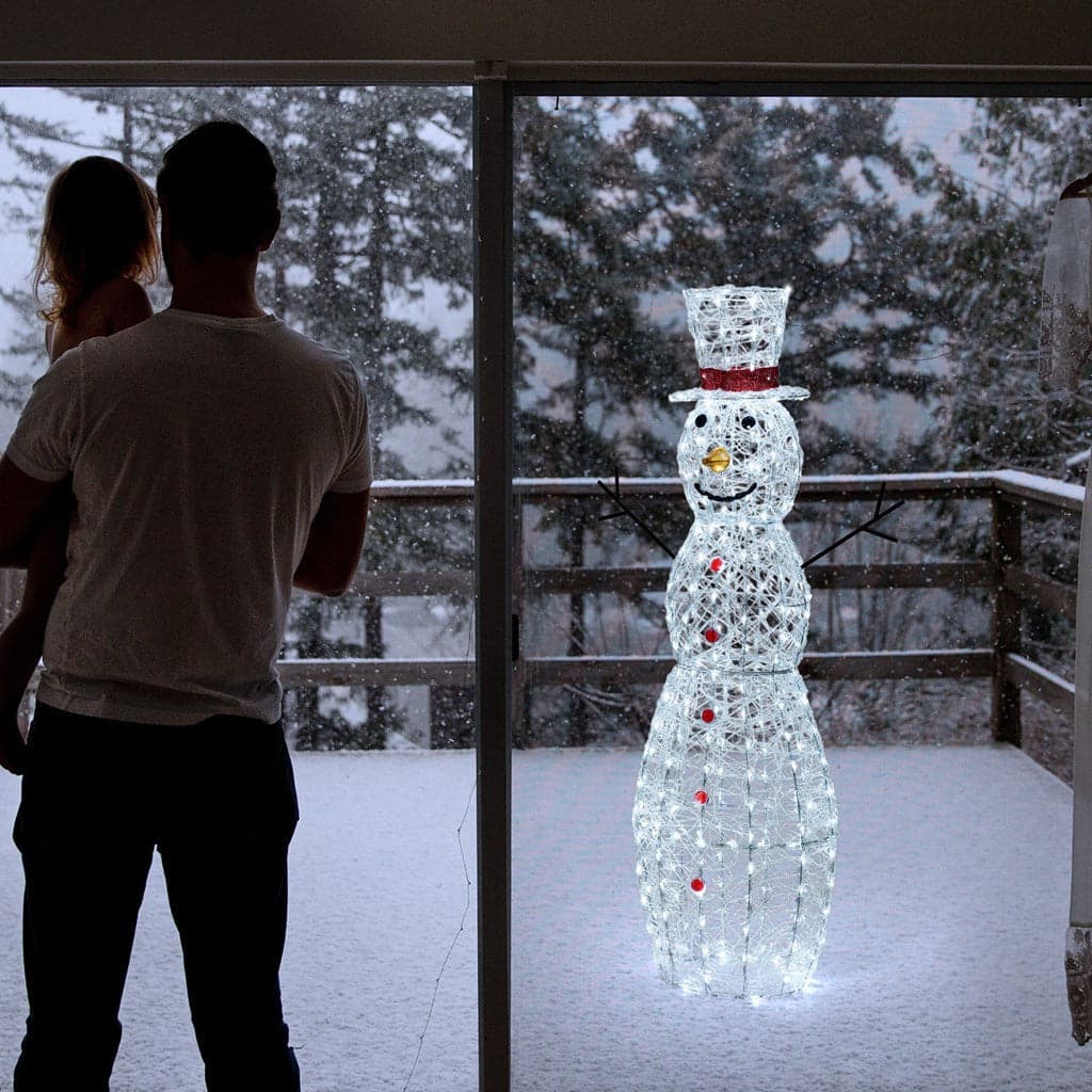 Pupazzo di neve 3D luminoso in acrilico con led bianco, decorazione per interno ed esterno - 5