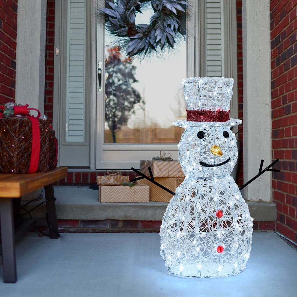 Pupazzo di neve 3D luminoso in acrilico con led bianco, decorazione per interno ed esterno - 6