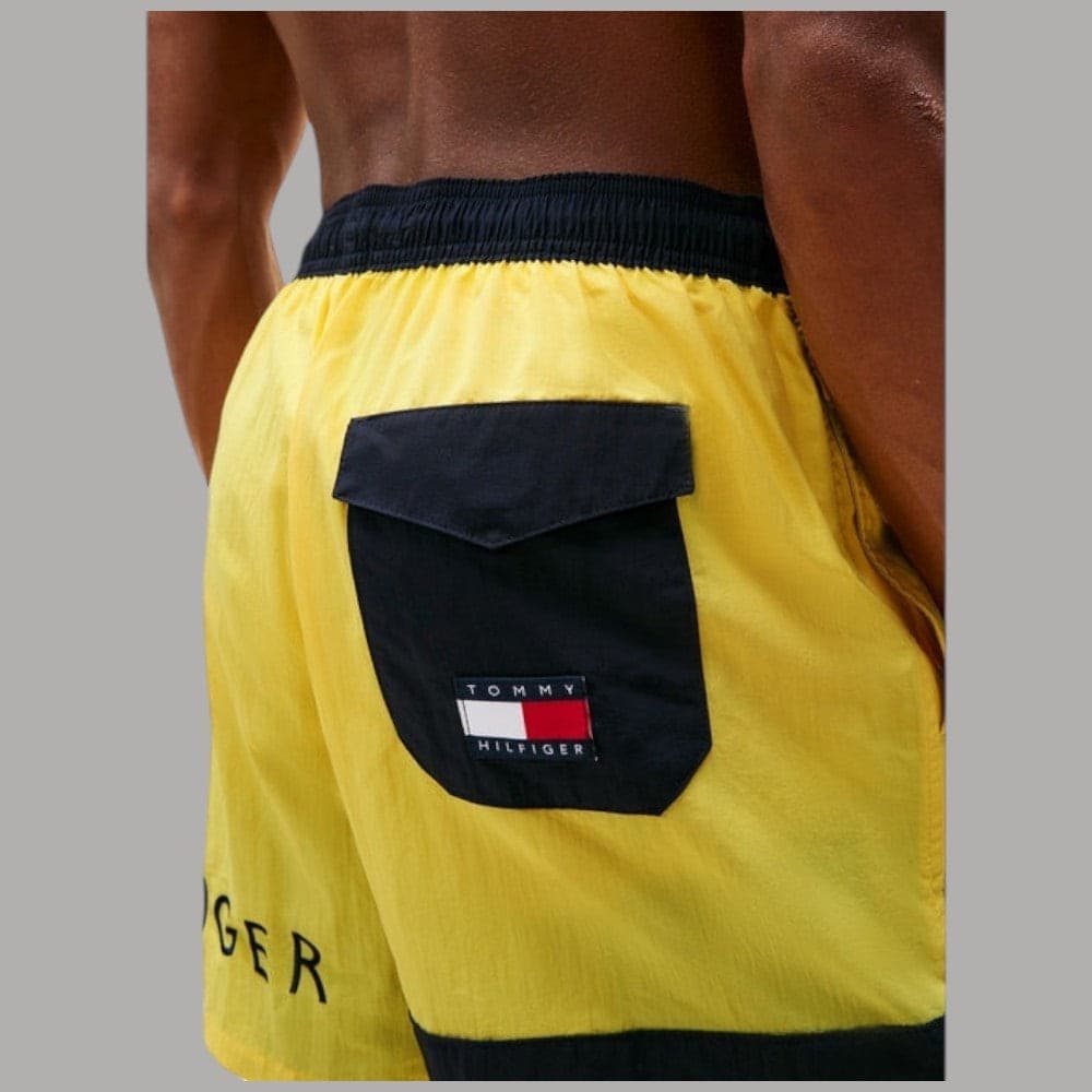 Tommy Hilfiger Costume da Bagno Uomo Nylon Elasticizzato con Tasche Giallo - 3