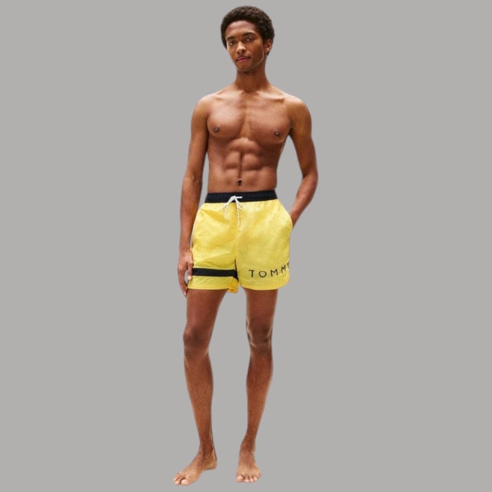 Tommy Hilfiger Costume da Bagno Uomo Nylon Elasticizzato con Tasche Giallo - 4