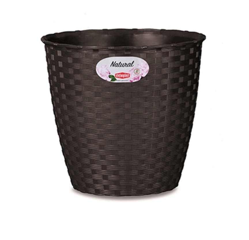 Porta vaso contenitore plastica  natural moka - ø cm.24x22.2h. - lt. 6.2 - pz 3 - 4