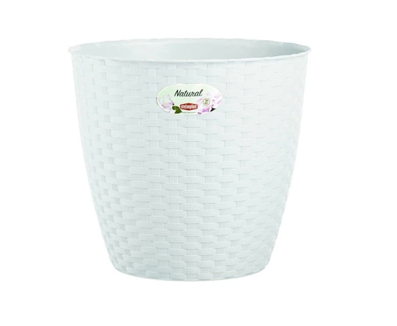 porta vaso contenitore plastica natural bianco- ø cm.24x22.2h. - lt.6.2 .  pz 3 - 2