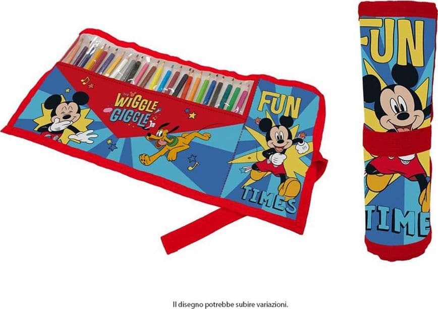ASTUCCIO ROLL RIPIEGABILE CON 24 PASTELLI COLORATI ARROTOLABILE GRAFICA TOPOLINO 949479A - 2