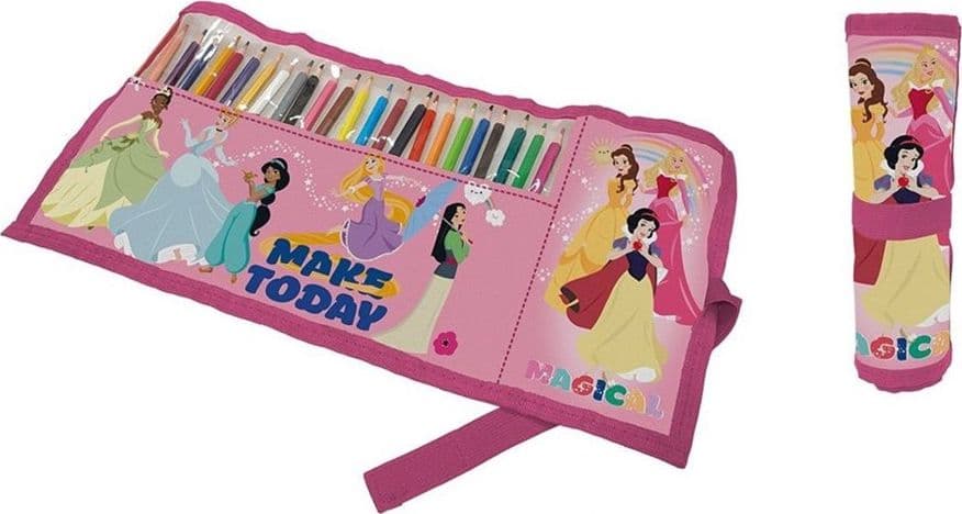 ASTUCCIO ROLL RIPIEGABILE CON 24 PASTELLI COLORATI ARROTOLABILE GRAFICA PRINCIPESSE 947505 - 2