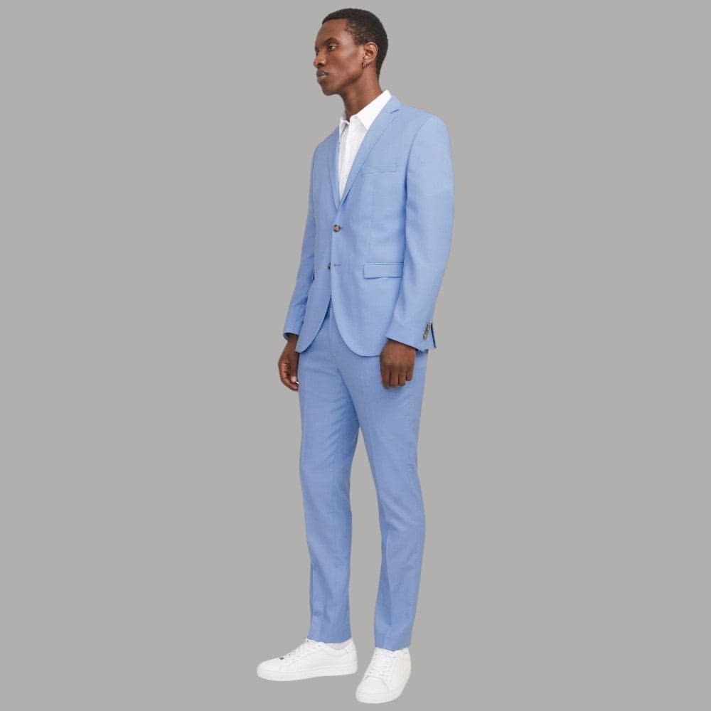 Jack & Jones Giacca Blazer Uomo Slim Fit Monopetto Due Bottoni Celeste - 3
