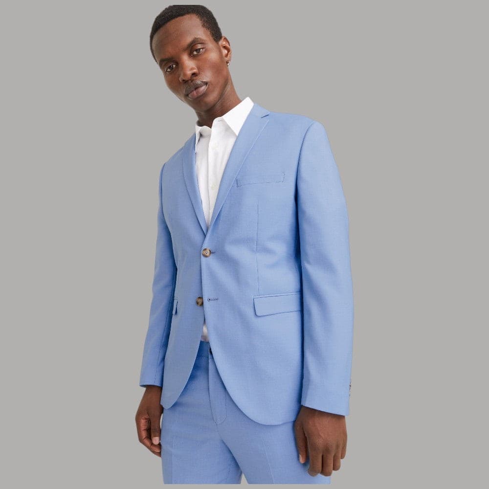 Jack & Jones Giacca Blazer Uomo Slim Fit Monopetto Due Bottoni Celeste - 4