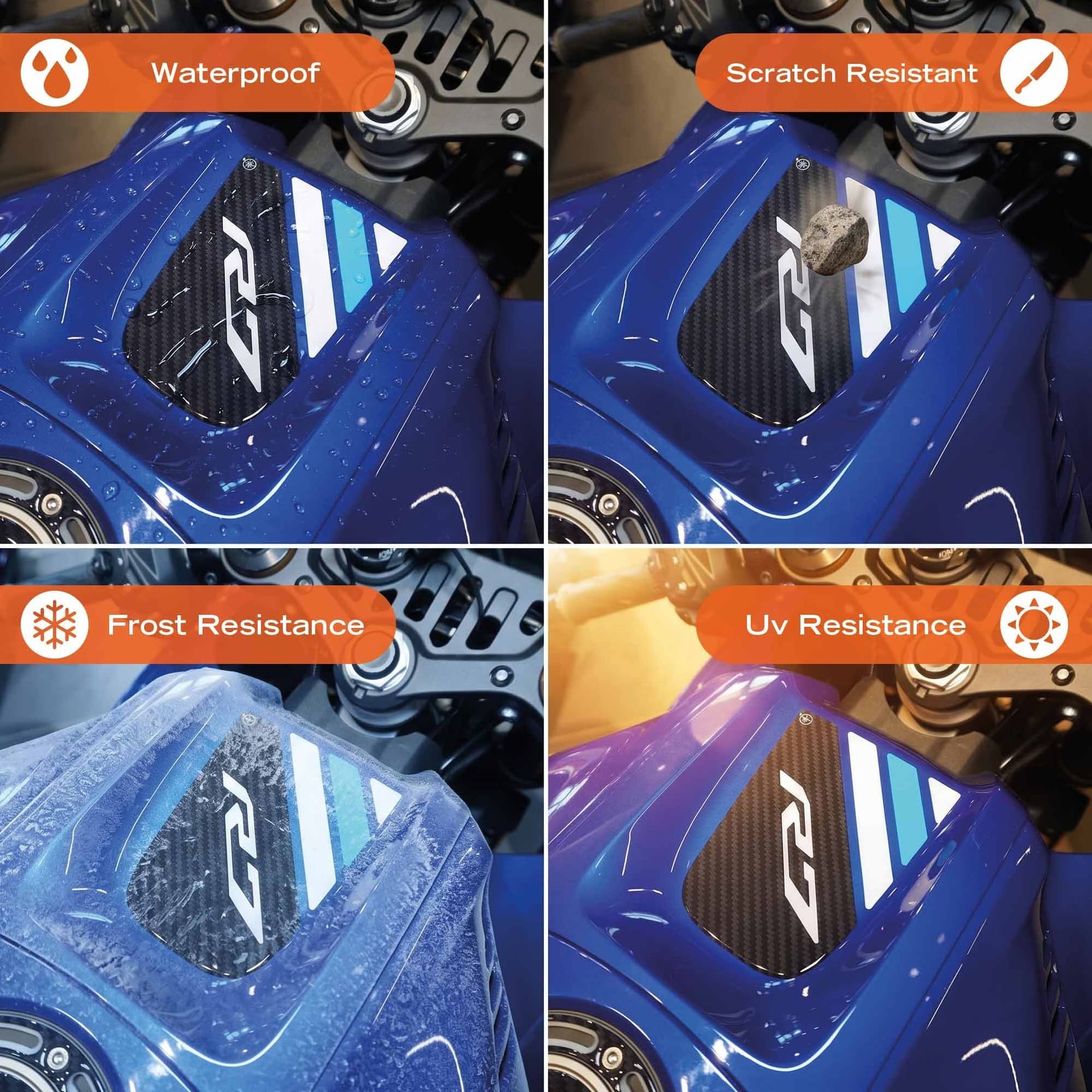 Adesivo 3D Protezione Sopraserbatoio moto compatibile con Yamaha R7 2026 - 4