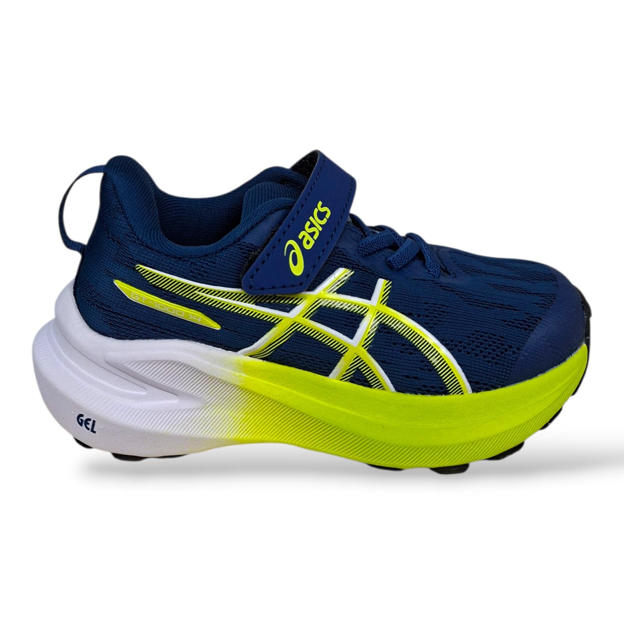 ASICS GT-1000 Sneakers Bambini Ragazzi Blu Giallo | Taglia 27-35 | Laccio Elastico e Velcro | Scarpetteria Gica