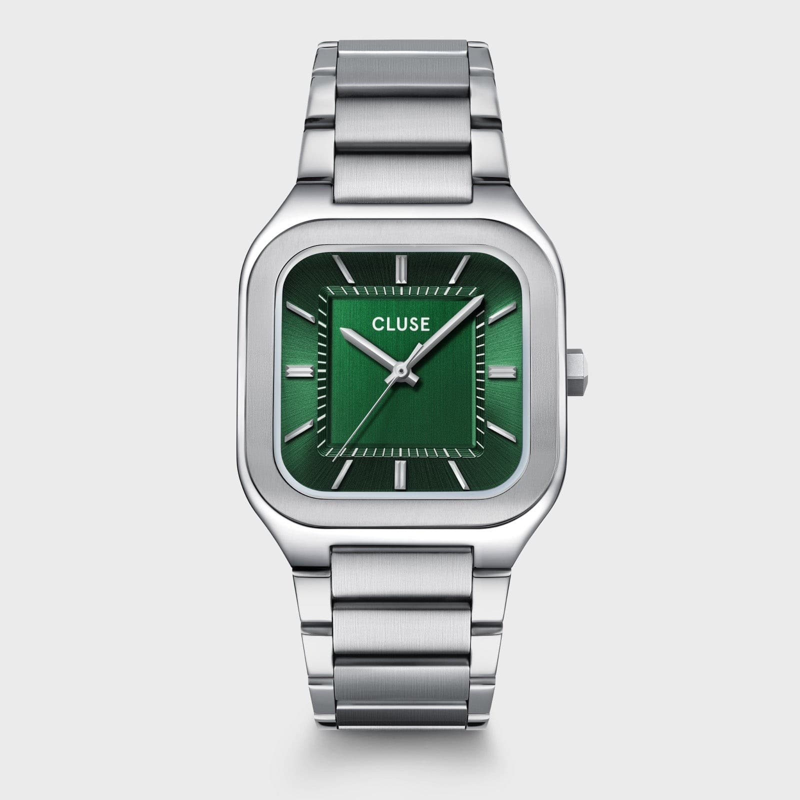 CLUSE - Orologio Quadrus Watch Steel, Green, Silver Colour