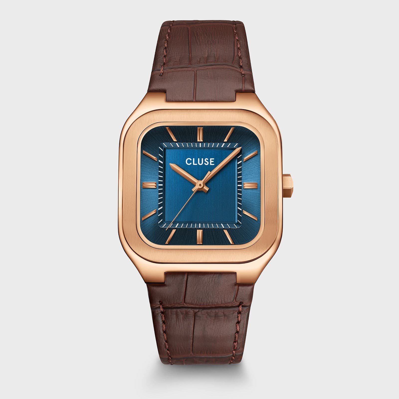 CLUSE - Orologio Quadrus Watch Leather, Blue, Rose Gold Colour