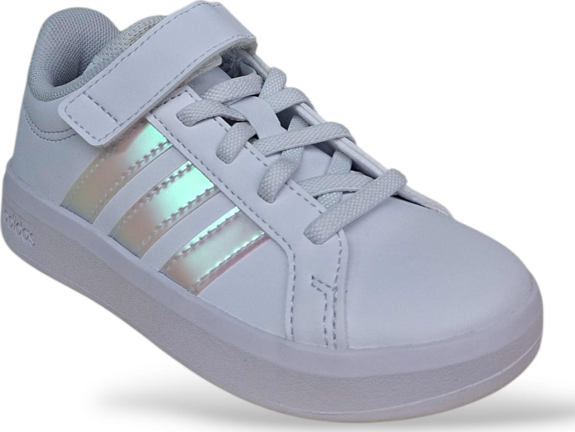Adidas Grand Court Sneakers Bambine Bianco Cangiante | Taglia 28-35 | Pelle Velcro | Scarpetteria Gica - 2