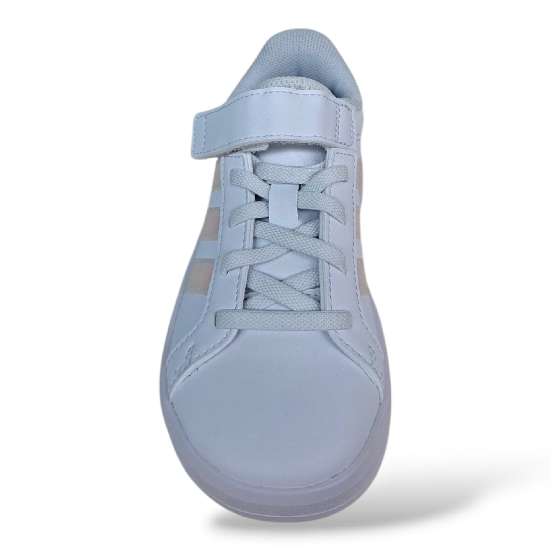 Adidas Grand Court Sneakers Bambine Bianco Cangiante | Taglia 28-35 | Pelle Velcro | Scarpetteria Gica - 4