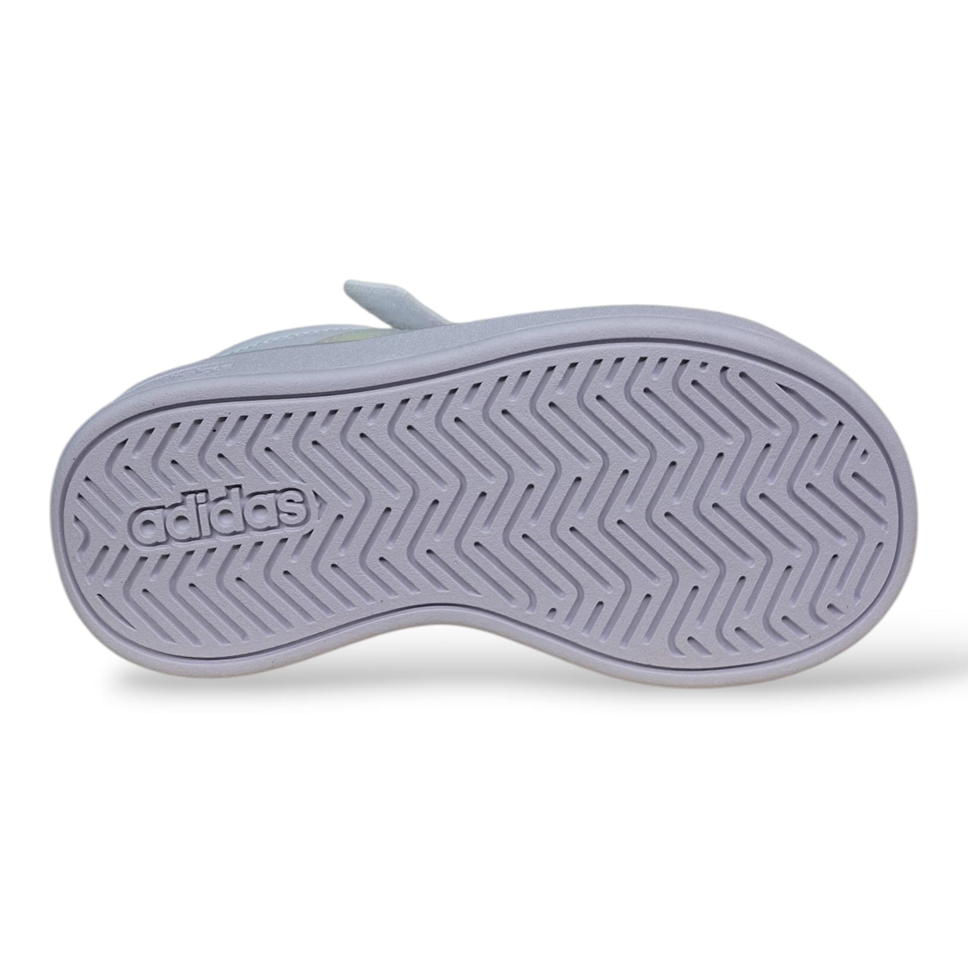 Adidas Grand Court Sneakers Bambine Bianco Cangiante | Taglia 28-35 | Pelle Velcro | Scarpetteria Gica - 5