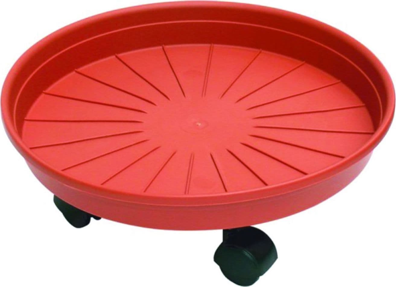 sottovaso tondo in plastica colore terracotta con ruote margherita-  ø cm.45x7h. - 4