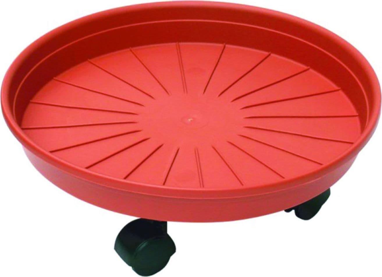 sottovaso tondo in plastica colore terracotta con ruote margherita- ø cm.25x6h. - 3