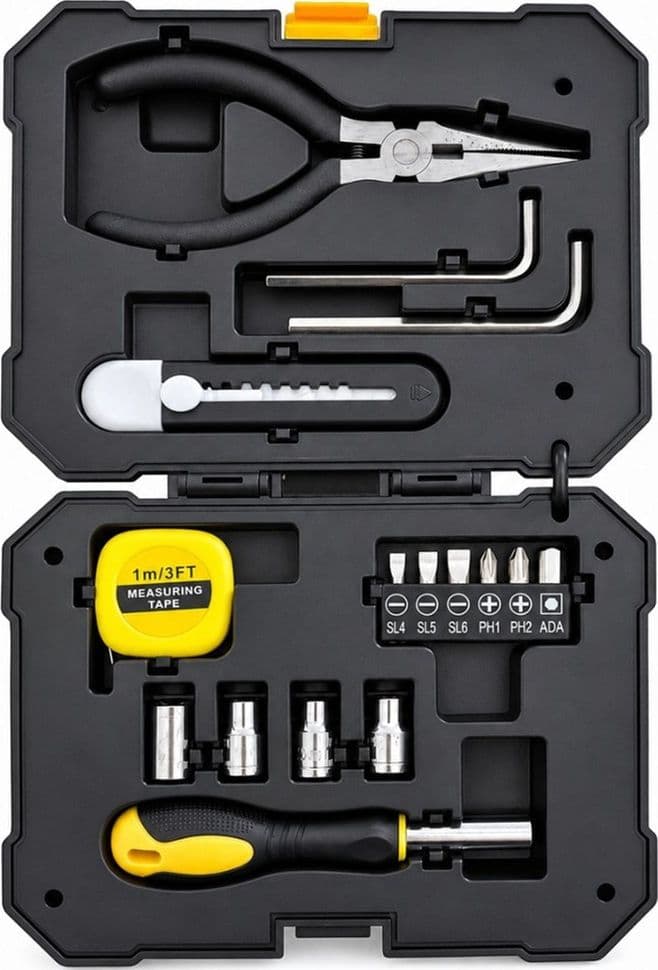 KIT MINI CASSETTA ATTREZZI MULTIFUNZIONALE LAMPADA LED SOLARE RICARICABILE PORTATILE 7769-A - 5