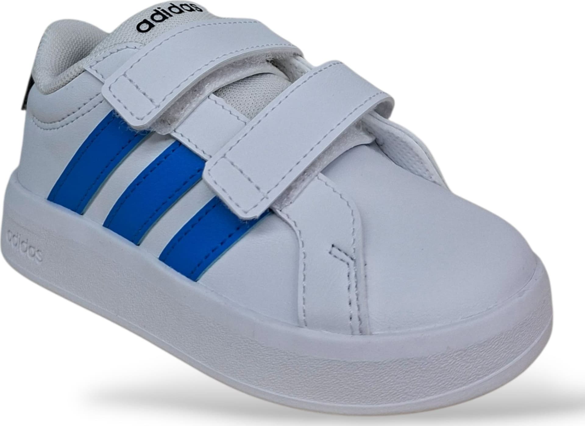 Adidas Grand Court Sneakers Bambini Bianco Celeste Grigio | Taglia 20-27 | Pelle Velcro | Scarpetteria Gica - 2
