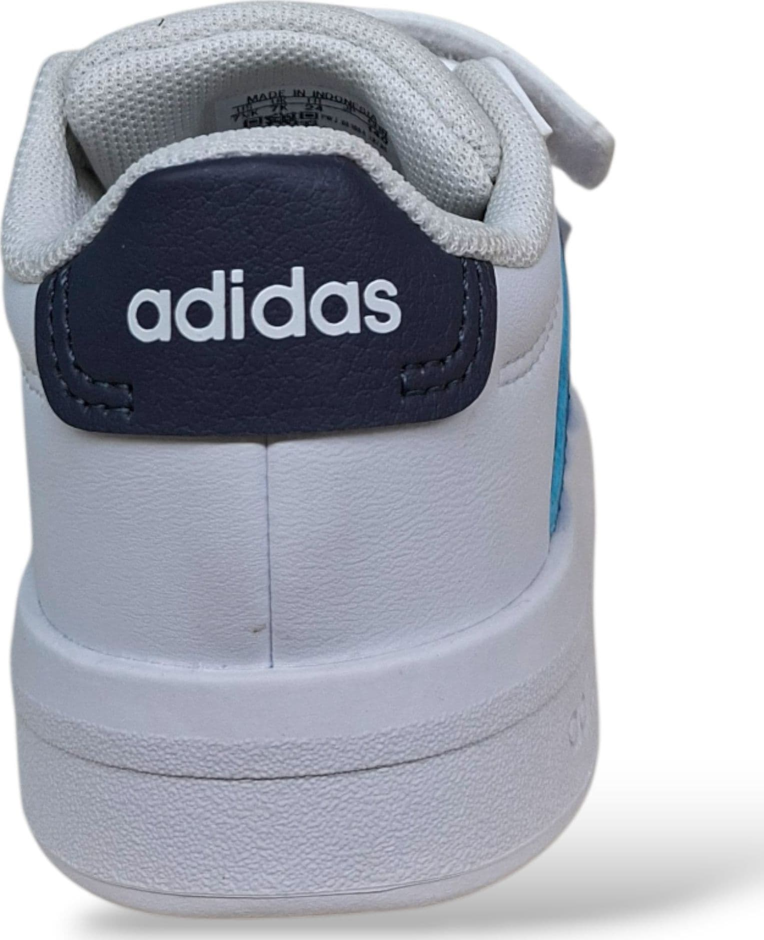 Adidas Grand Court Sneakers Bambini Bianco Celeste Grigio | Taglia 20-27 | Pelle Velcro | Scarpetteria Gica - 3