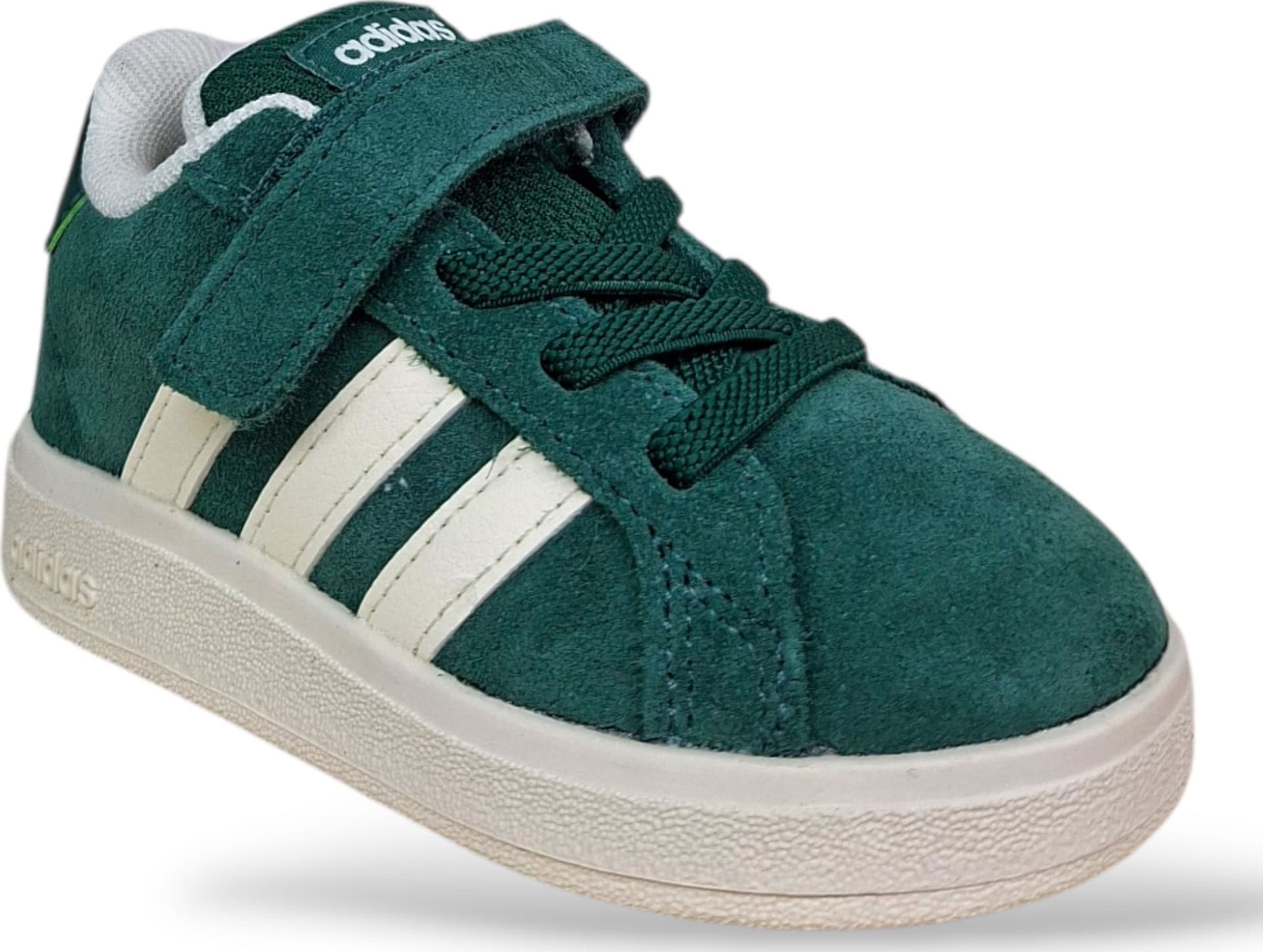 Adidas Grand Court Sneakers Bambini Verdone Bianco | Taglia 21-35 | Suede Velcro | Scarpetteria Gica - 7